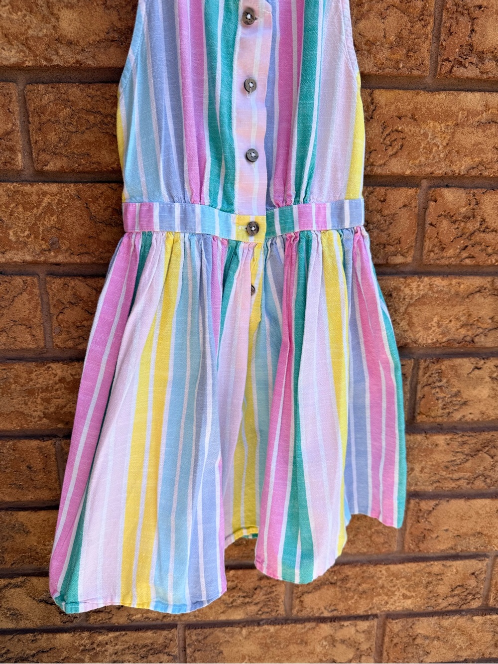 4/$25 • George Cotton Rainbow Pastel Vertical Striped Sundress - Picture 3 of 5